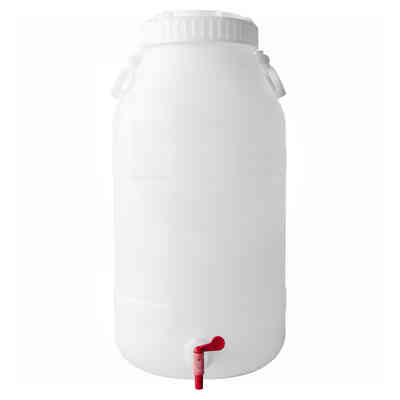 25 L polyethylene wide-mouth drum white with lid and tap 